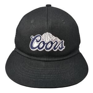 Coors Snapback Trucker Hat Black One Size Adjustable Mesh Back 6 Panel Three In